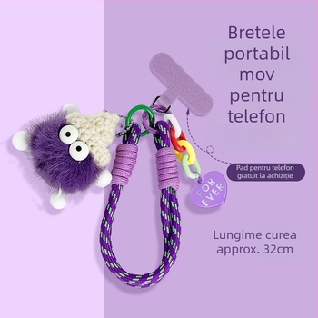 Curea de telefon, țesătură din nylon, pandantiv geometric din pluș, unisex, cataramă metalică