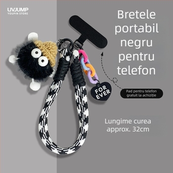 Curea de telefon, țesătură din nylon, pandantiv geometric din pluș, unisex, cataramă metalică