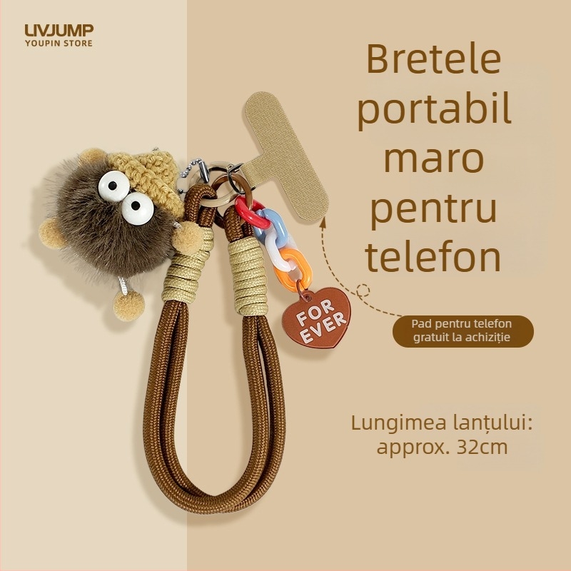 Curea de telefon, țesătură din nylon, pandantiv geometric din pluș, unisex, cataramă metalică
