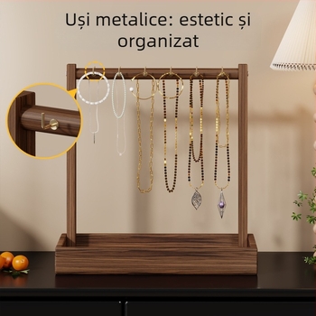 Raft de bijuterii din lemn, cu două niveluri, pentru brățări, coliere și ceasuri — Stil chinezesc clasic