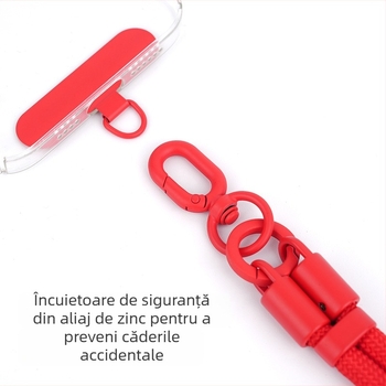 Lanyard pentru telefon cu Lobster clasp – multifuncțional, cordon țesut din poliester; Cataramă metalică; Materiale: aliaj de zinc + poliester; Confecție: țesut; Personalizare: Da