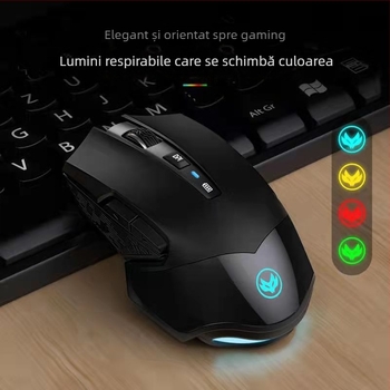 Mouse fără fir T3, 1600dpi, USB, 2.4GHz, 6 butoane, design ergonomic