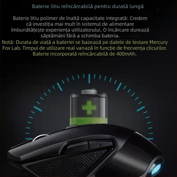 Mouse fără fir T3, 1600dpi, USB, 2.4GHz, 6 butoane, design ergonomic