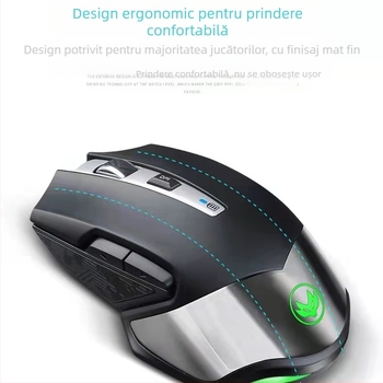 Mouse fără fir T3, 1600dpi, USB, 2.4GHz, 6 butoane, design ergonomic