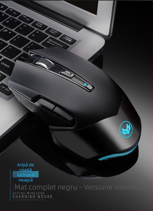 Mouse fără fir T3, 1600dpi, USB, 2.4GHz, 6 butoane, design ergonomic