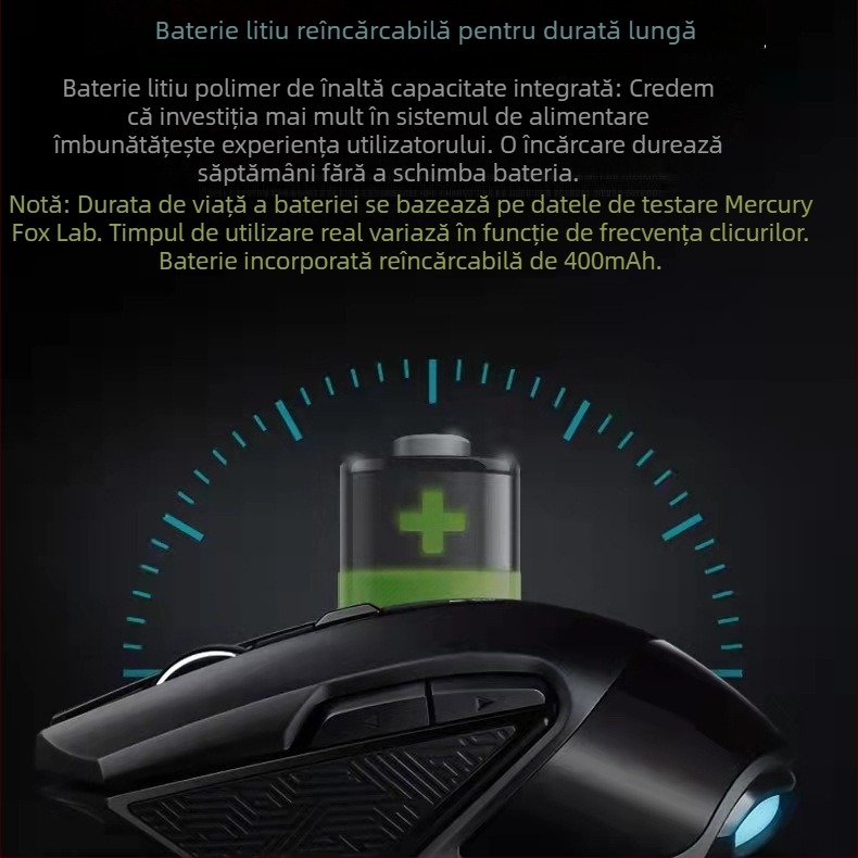 Mouse fără fir T3, 1600dpi, USB, 2.4GHz, 6 butoane, design ergonomic
