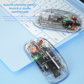 Mouse Bluetooth fără fir cu 6 butoane, 2500 DPI, conectivitate dual-mode (2.4G/Bluetooth), rază de până la 10 m, compatibil cu laptopuri