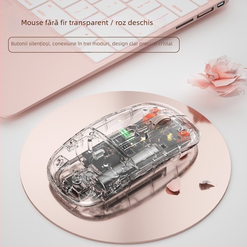Mouse Bluetooth fără fir cu 6 butoane, 2500 DPI, conectivitate dual-mode (2.4G/Bluetooth), rază de până la 10 m, compatibil cu laptopuri