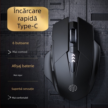 Mouse fără fir pentru gaming, 6 butoane, 2400 DPI, 2,4 GHz, silențios și ergonomic