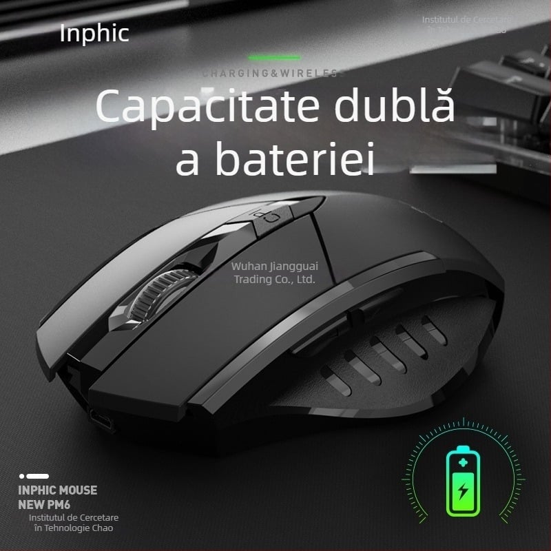 Mouse fără fir pentru gaming, 6 butoane, 2400 DPI, 2,4 GHz, silențios și ergonomic