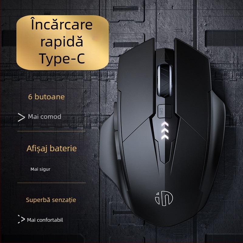 Mouse fără fir pentru gaming, 6 butoane, 2400 DPI, 2,4 GHz, silențios și ergonomic