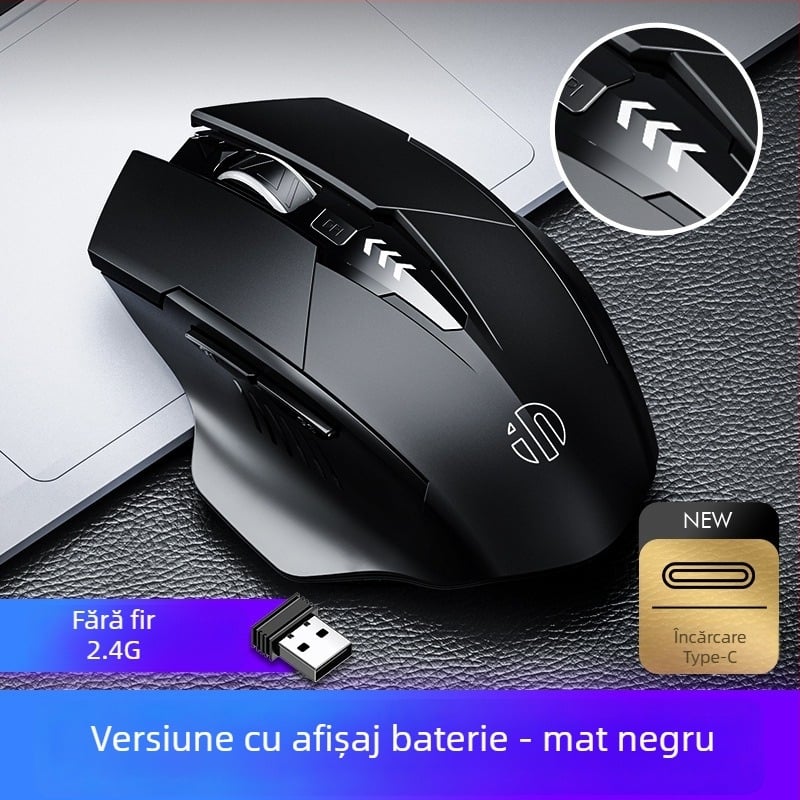 Mouse fără fir pentru gaming, 6 butoane, 2400 DPI, 2,4 GHz, silențios și ergonomic