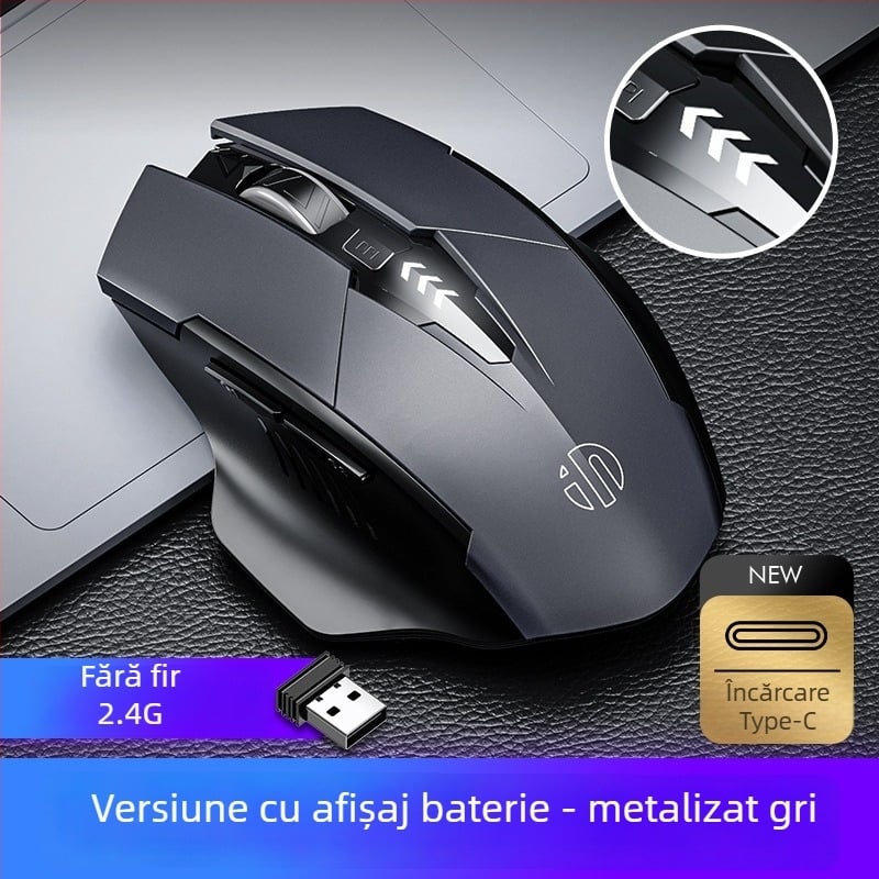 Mouse fără fir pentru gaming, 6 butoane, 2400 DPI, 2,4 GHz, silențios și ergonomic
