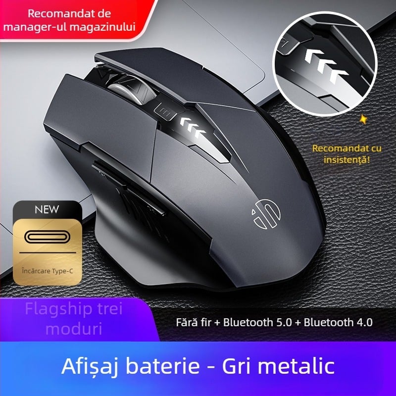 Mouse fără fir pentru gaming, 6 butoane, 2400 DPI, 2,4 GHz, silențios și ergonomic