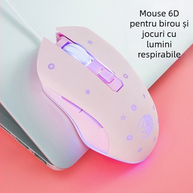 Mouse de gaming cu fir, mecanic, iluminat, USB