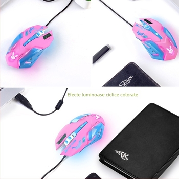 Sobebetter VMO-161 mouse optic cablat pentru jocuri, USB, 3200 DPI, 6 butoane, ergonomic, 4 niveluri DPI
