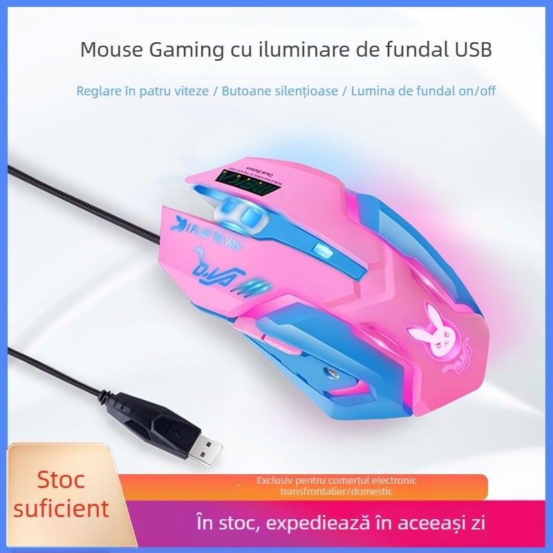 Sobebetter VMO-161 mouse optic cablat pentru jocuri, USB, 3200 DPI, 6 butoane, ergonomic, 4 niveluri DPI
