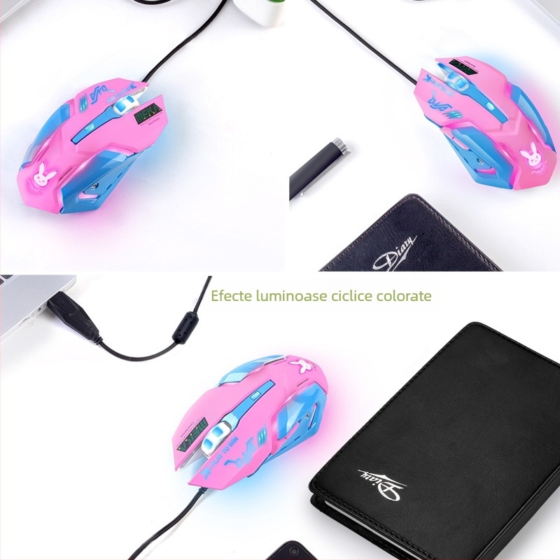 Sobebetter VMO-161 mouse optic cablat pentru jocuri, USB, 3200 DPI, 6 butoane, ergonomic, 4 niveluri DPI
