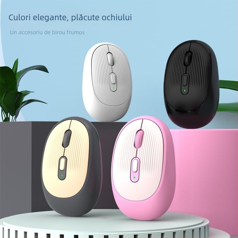 Mouse fără fir W-300, 2400 DPI, Bluetooth și 2.4G dual-mode, ergonomic, Plug-and-Play