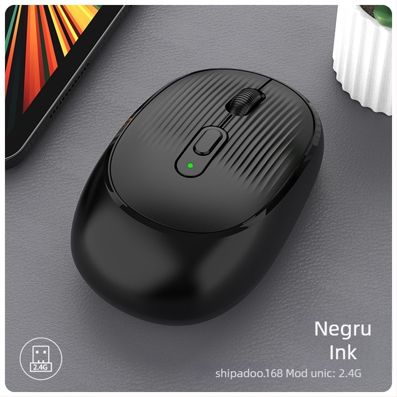 Mouse fără fir W-300, 2400 DPI, Bluetooth și 2.4G dual-mode, ergonomic, Plug-and-Play