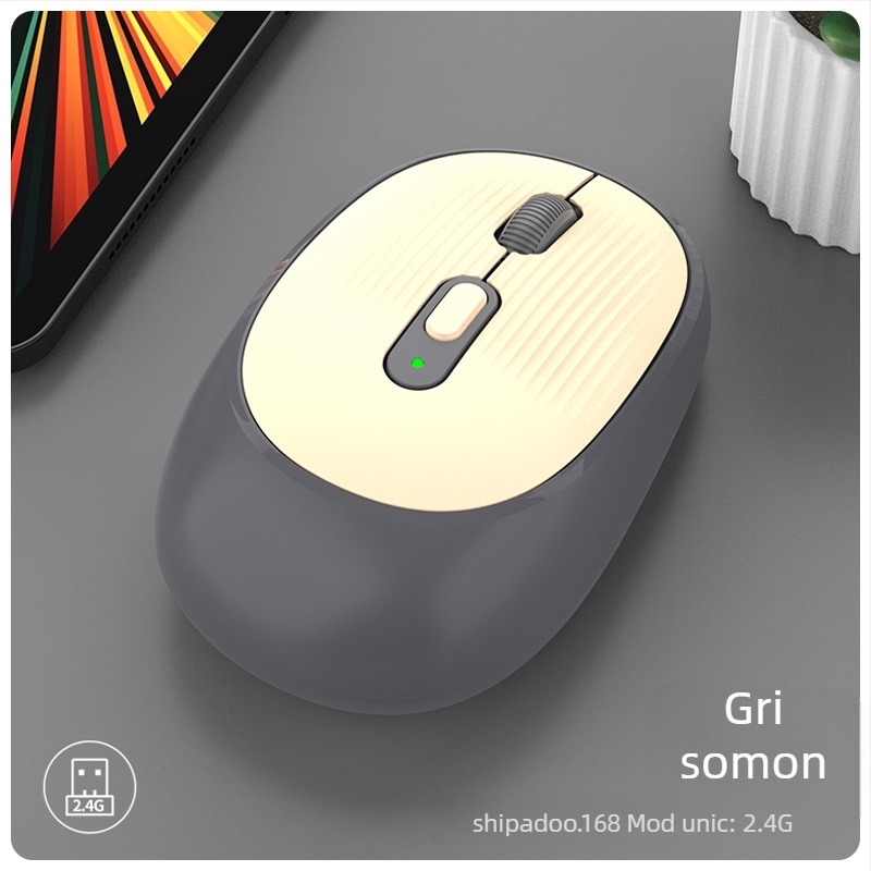 Mouse fără fir W-300, 2400 DPI, Bluetooth și 2.4G dual-mode, ergonomic, Plug-and-Play