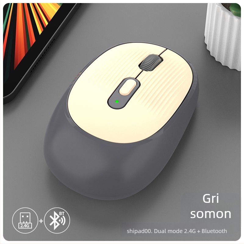 Mouse fără fir W-300, 2400 DPI, Bluetooth și 2.4G dual-mode, ergonomic, Plug-and-Play