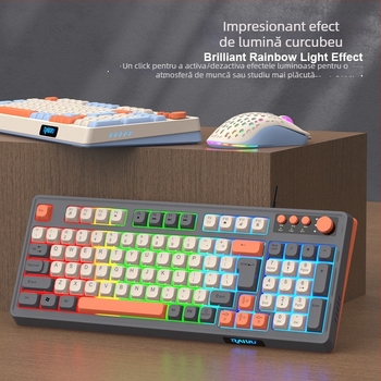 Set Tastatură și mouse cu cablu T98, USB, senzor optic 1600dpi, ergonomic, impermeabil, etichetă privată personalizabilă