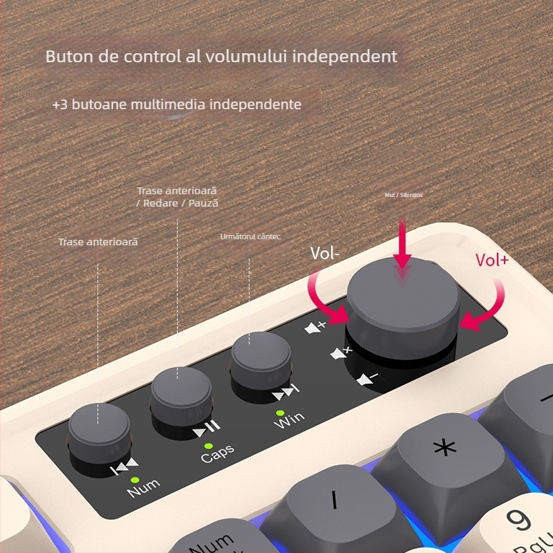 Set Tastatură și mouse cu cablu T98, USB, senzor optic 1600dpi, ergonomic, impermeabil, etichetă privată personalizabilă