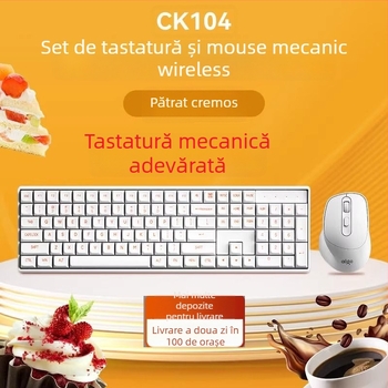 Set tastatură și mouse mecanice, fără fir CK104, 106 taste, switchuri verzi