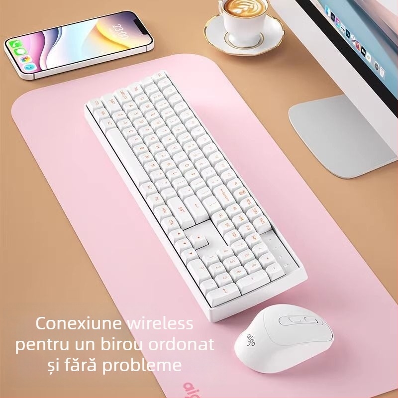 Set tastatură și mouse mecanice, fără fir CK104, 106 taste, switchuri verzi