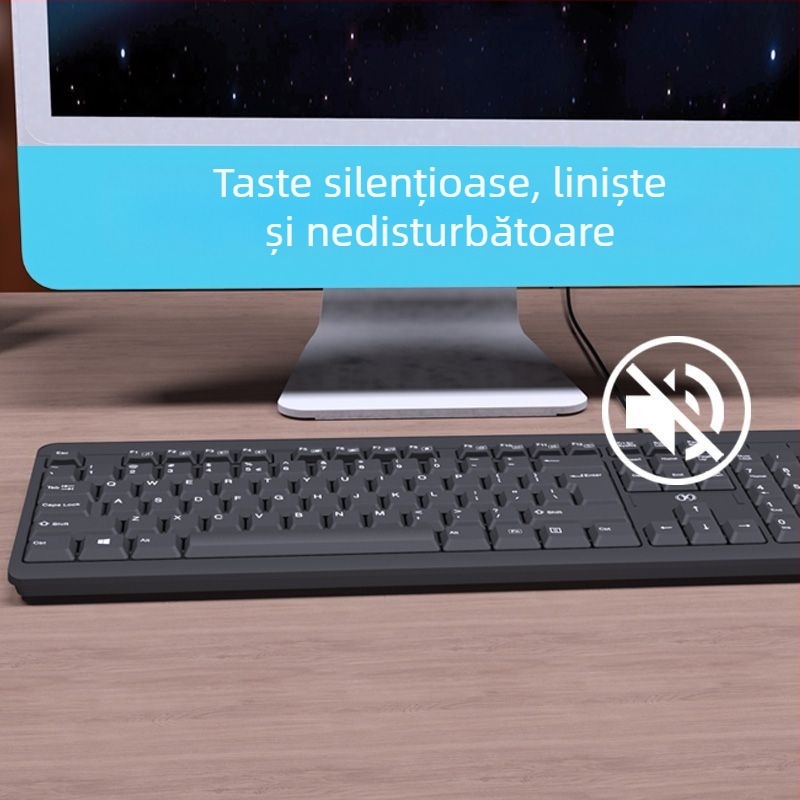 Tastatură cu fir pentru desktop și laptop, cu interfețe PS/2 și USB, destinată biroului și gamingului