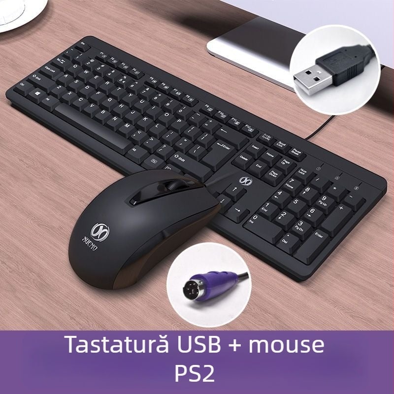 Tastatură cu fir pentru desktop și laptop, cu interfețe PS/2 și USB, destinată biroului și gamingului