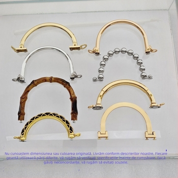 Set de accesorii pentru geantă: mânere circulare și semicirculare, mânere goale, mânere metalice fixate, accesorii cu mărgele din bambus și inele de purtare — Primăvara 2024.