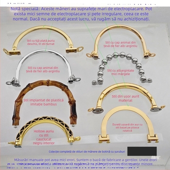 Set de accesorii pentru geantă: mânere circulare și semicirculare, mânere goale, mânere metalice fixate, accesorii cu mărgele din bambus și inele de purtare — Primăvara 2024.