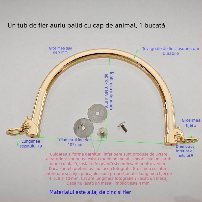 Set de accesorii pentru geantă: mânere circulare și semicirculare, mânere goale, mânere metalice fixate, accesorii cu mărgele din bambus și inele de purtare — Primăvara 2024.