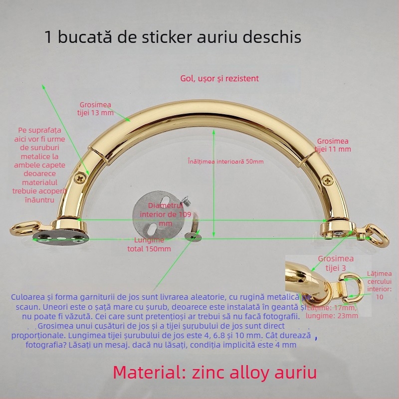 Set de accesorii pentru geantă: mânere circulare și semicirculare, mânere goale, mânere metalice fixate, accesorii cu mărgele din bambus și inele de purtare — Primăvara 2024.