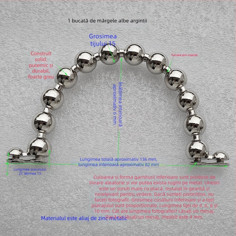 Set de accesorii pentru geantă: mânere circulare și semicirculare, mânere goale, mânere metalice fixate, accesorii cu mărgele din bambus și inele de purtare — Primăvara 2024.
