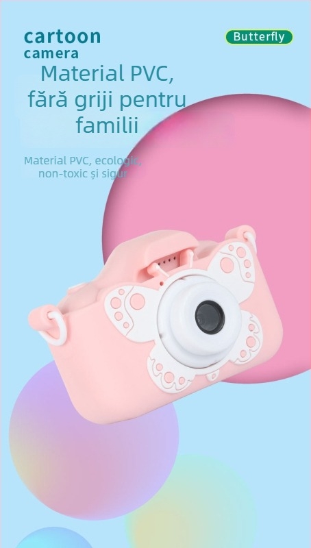 X8/X7 Butterfly Cat Cameră pentru copii – HD cu două lentile, ecran LCD 2.0, 20MP, slot pentru card de memorie, jocuri, fotografiere și înregistrare video