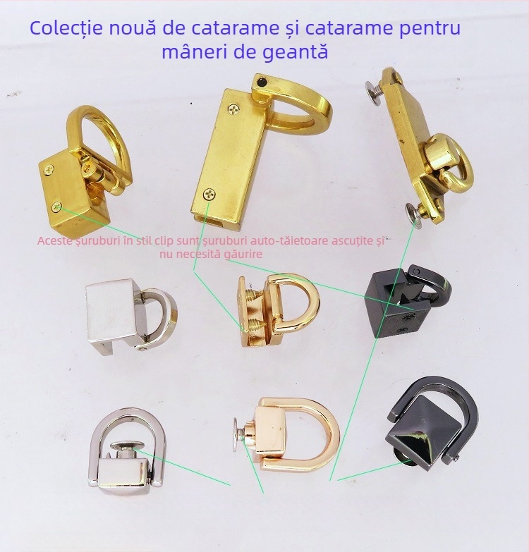 Accesorii pentru genți – feronerie metalică Shrimp Button; mâneri, clipsuri și inele (patrate și semicercuri) pentru bagaje, Primăvara 2024