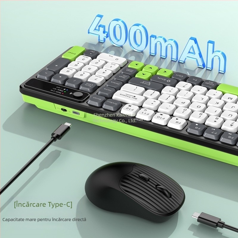 Set tastatură și mouse wireless cu Bluetooth, reîncărcabil, interfețe USB pentru tastatură și mouse, pentru desktop și laptop