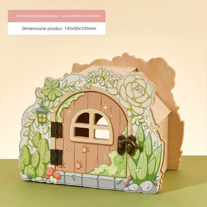 Casă din lemn pentru hamster cu scară de cuib, platformă de observație, pod și ascunzătoare