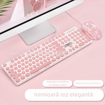 Set tastatură și mouse cablat, model V8, interfețe USB, iluminare, ergonomic, cablu 1,6 m