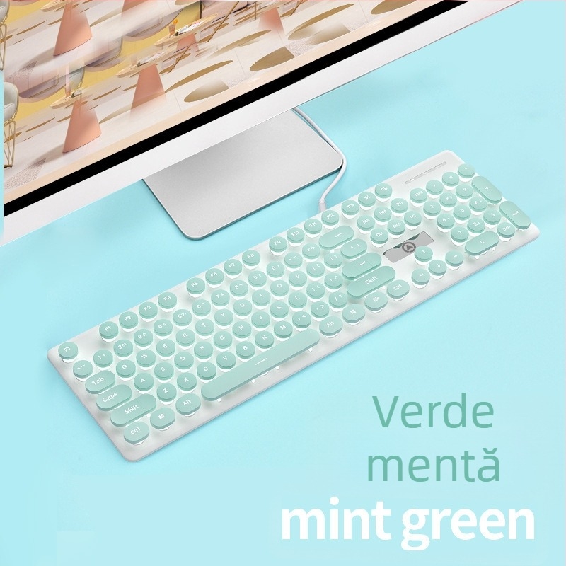 Set tastatură și mouse cablat, model V8, interfețe USB, iluminare, ergonomic, cablu 1,6 m