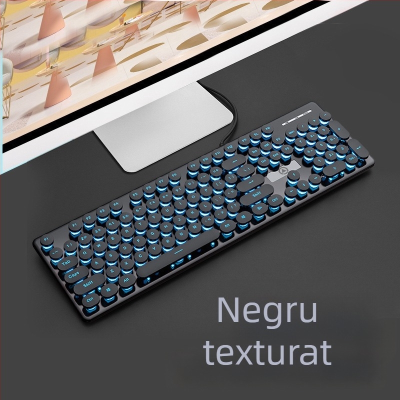 Set tastatură și mouse cablat, model V8, interfețe USB, iluminare, ergonomic, cablu 1,6 m
