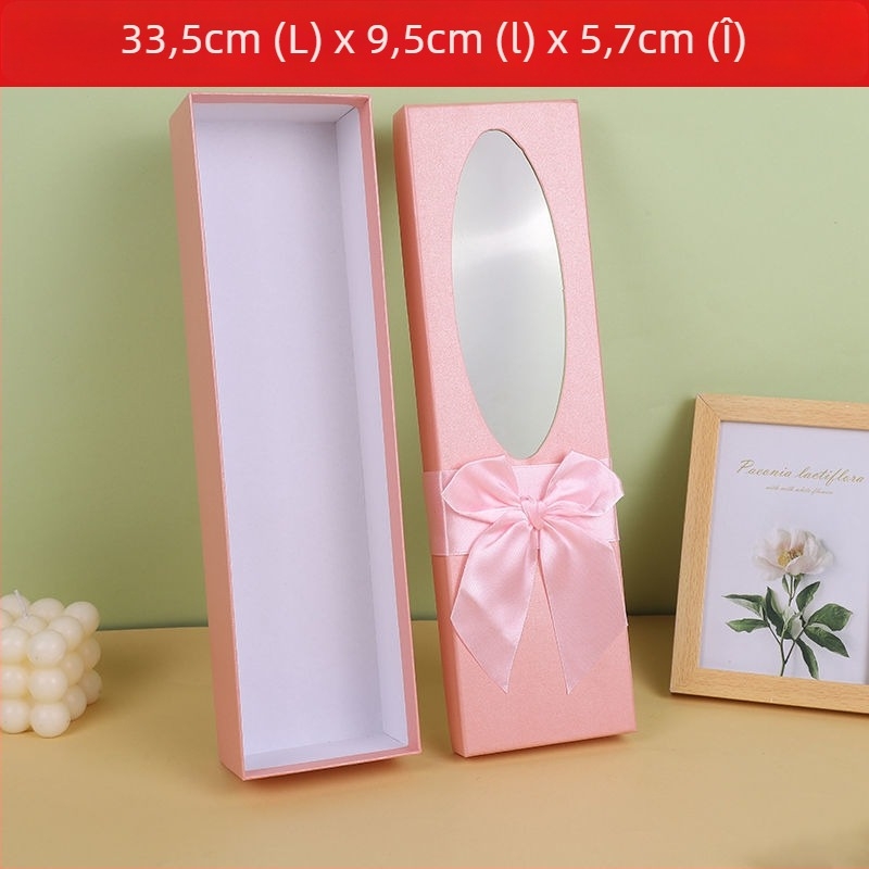 Cutie cadou pentru flori cu design nod încrucișat, formă dreptunghiulară, aranjament buchet de trandafiri