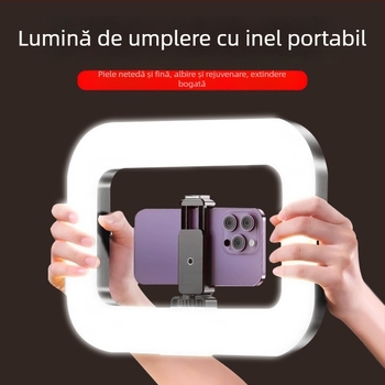 Lumină LED pentru streaming live și fotografie pe telefon | ținut în mână cu suport de birou | trei temperaturi de culoare | 20W, 5V | model 000375