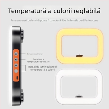 Lumină LED pentru streaming live și fotografie pe telefon | ținut în mână cu suport de birou | trei temperaturi de culoare | 20W, 5V | model 000375