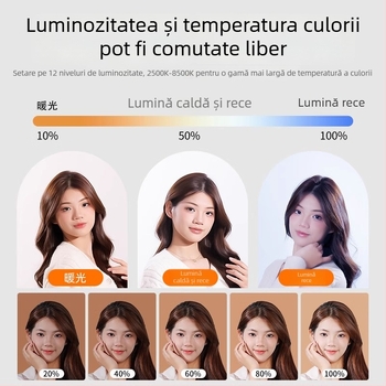 Lumină LED pentru streaming live și fotografie pe telefon | ținut în mână cu suport de birou | trei temperaturi de culoare | 20W, 5V | model 000375