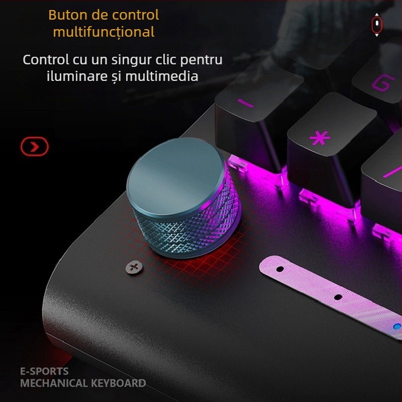 Langtu K1000 Set mecanic tastatură, mouse și căști – 104 taste, conectare cablu, iluminare RGB, comutator mecanic