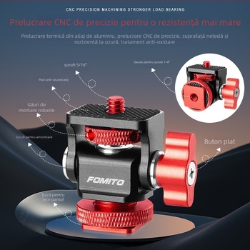 Gimbal metal îmbunătățit cu amortizare reglabilă pentru suportul monitorului și șaua camerei (aliaj de aluminiu)